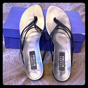 STUART WEITZMAN Black Suede Sandals with Crystals